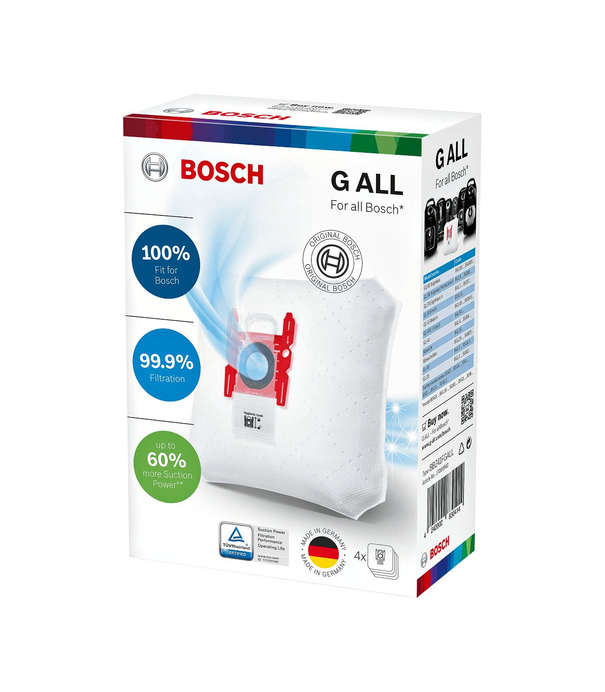 color Rojo BBZ41FGALL Bolsas para aspirador Bosch Hogar TAS1403 Cafetera Multibebidas Automática de Cápsulas 